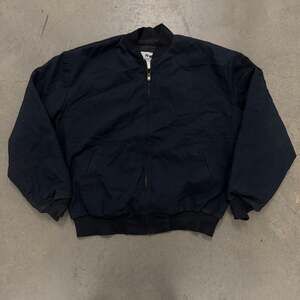 Y2K Black Bomber Jacket Minimal Workwear Utility XL